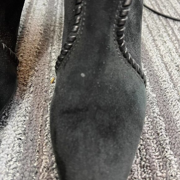 Gianni Bini black Whipstitch Lace Up mid calf Suede Boots - Picture 10 of 12